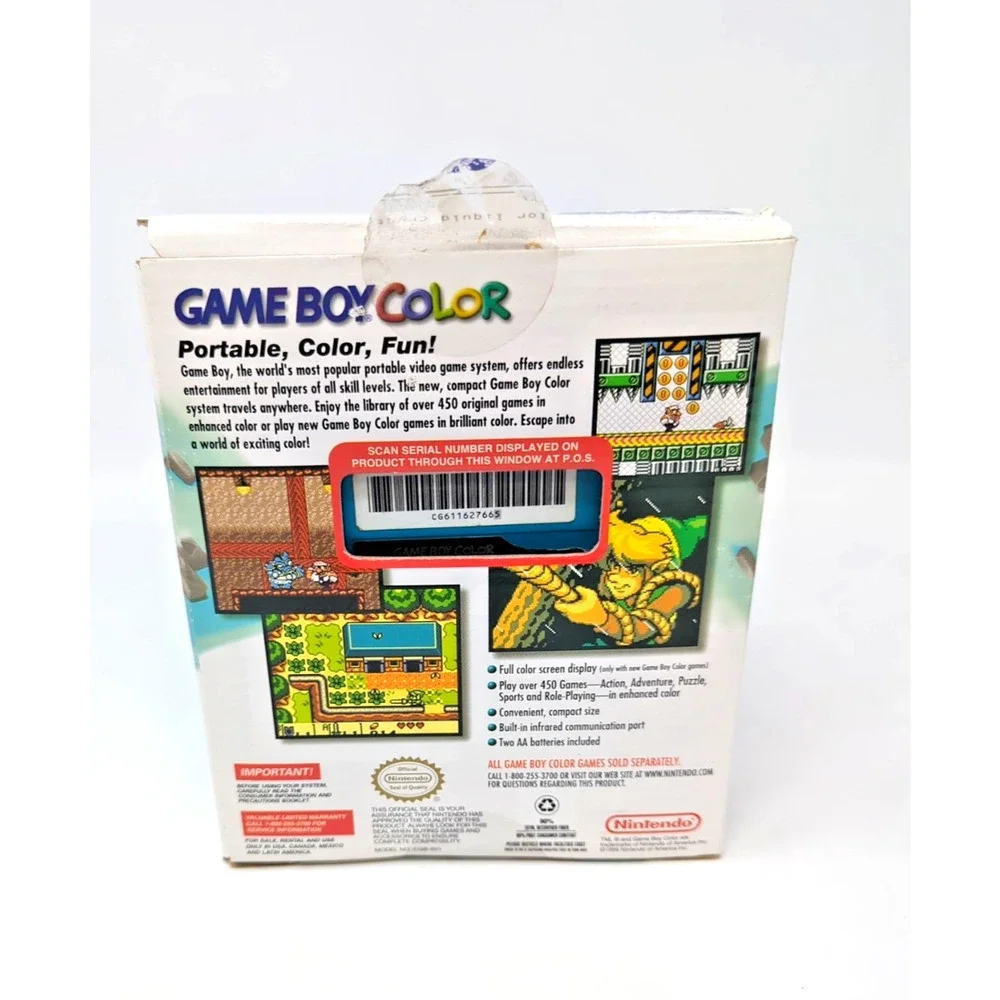 Nintendo Game Boy Color Handheld Console Teal Complete in Box CIB USA inserts
